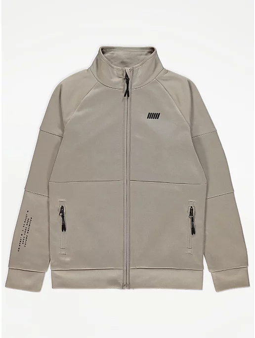 Neutral Panelled Zip Up Jacket