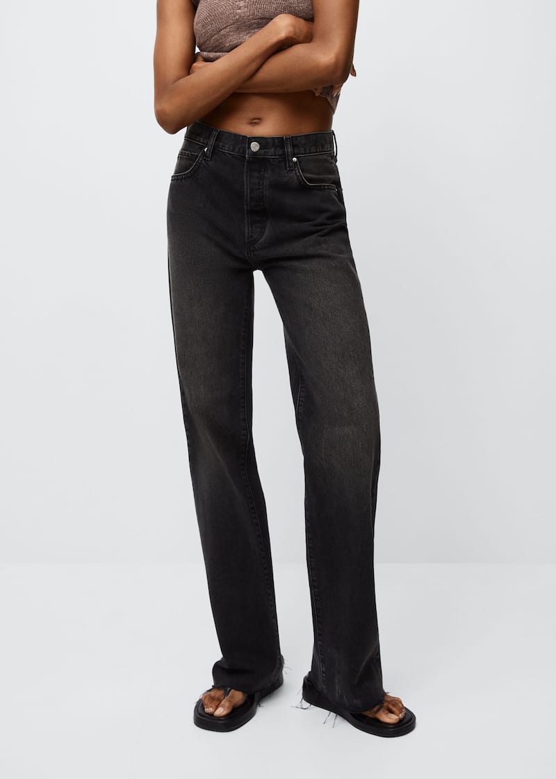 Jeans wideleg tiro alto
