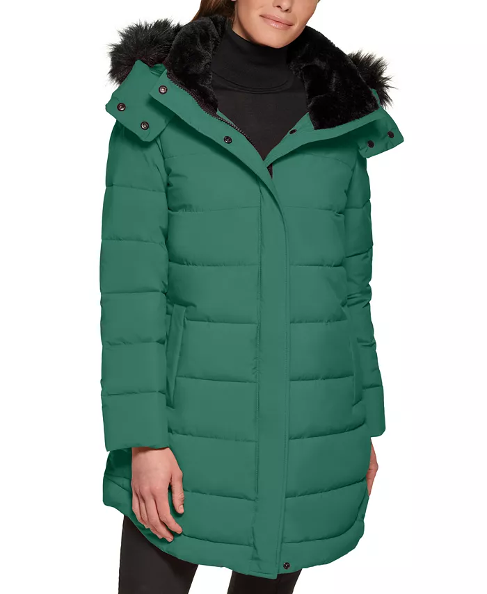 Women's Faux-Fur-Trim Hooded Puffer Coat, Created for Macy's
