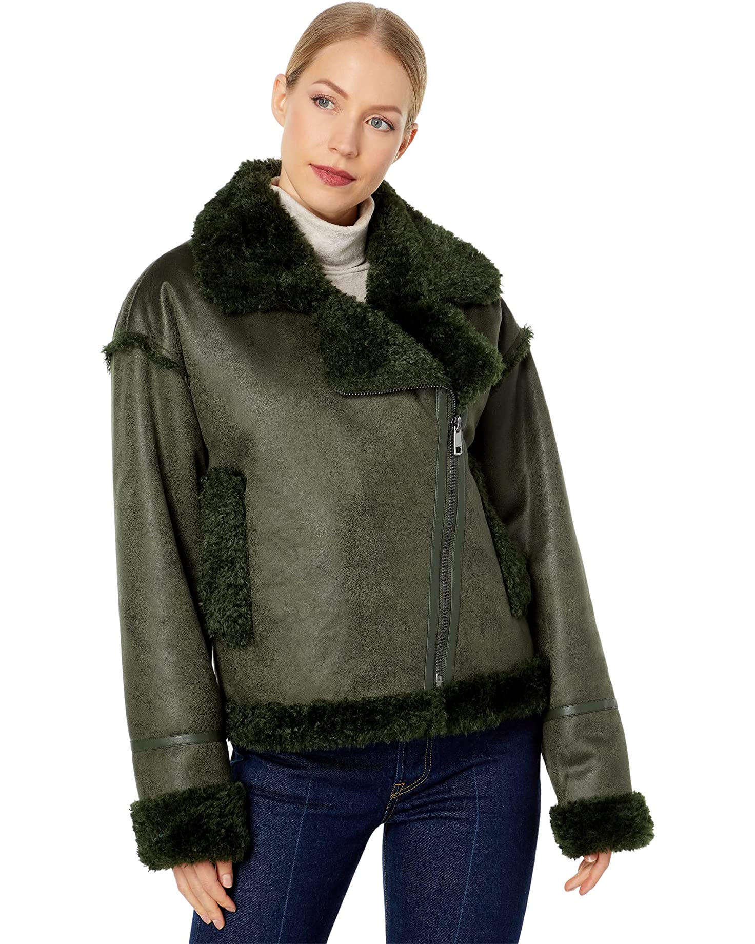 NVLT  Berber Faux Down Cropped Puffer Jacket