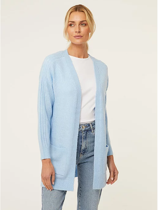 Light Blue Knitted Longline Cardigan