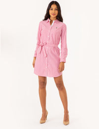 STRIPED MULTI-COLORED LOGO OXFORD DRESS