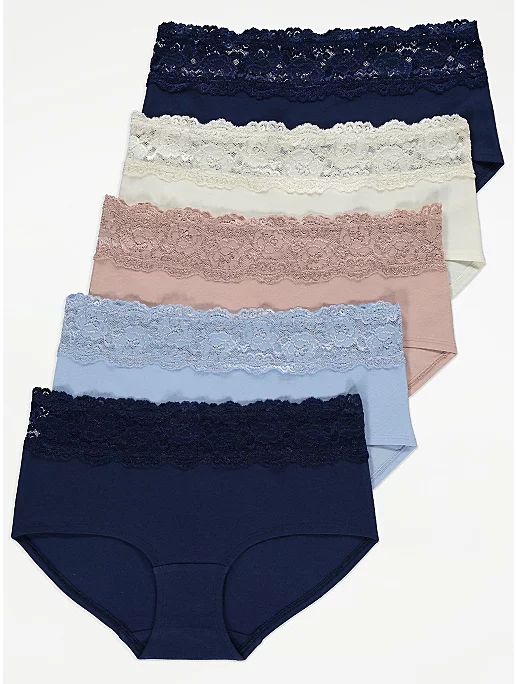 Lace Trim Short Briefs 5 Pack