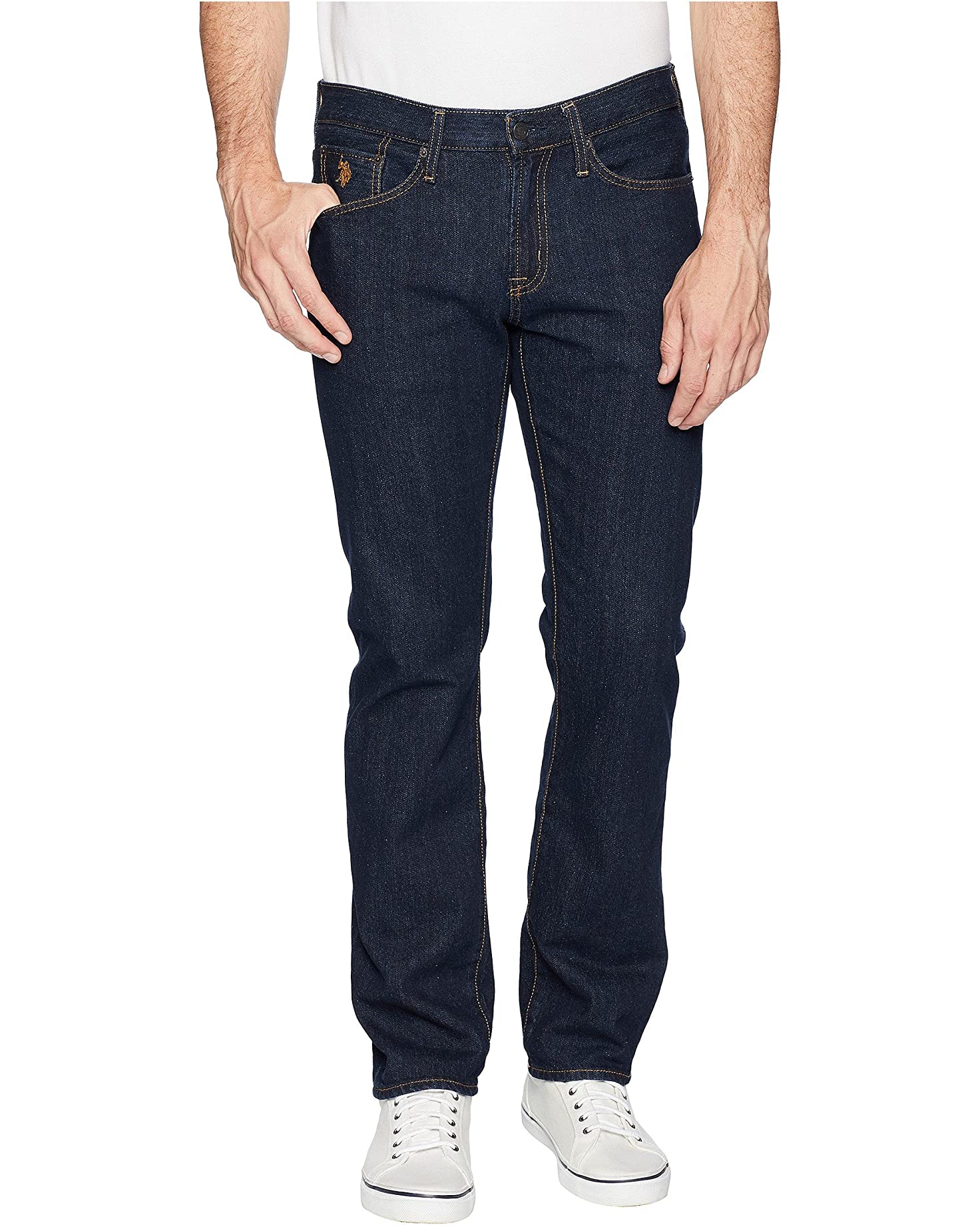 Slim Straight Five-Pocket Denim Jeans in Blue
