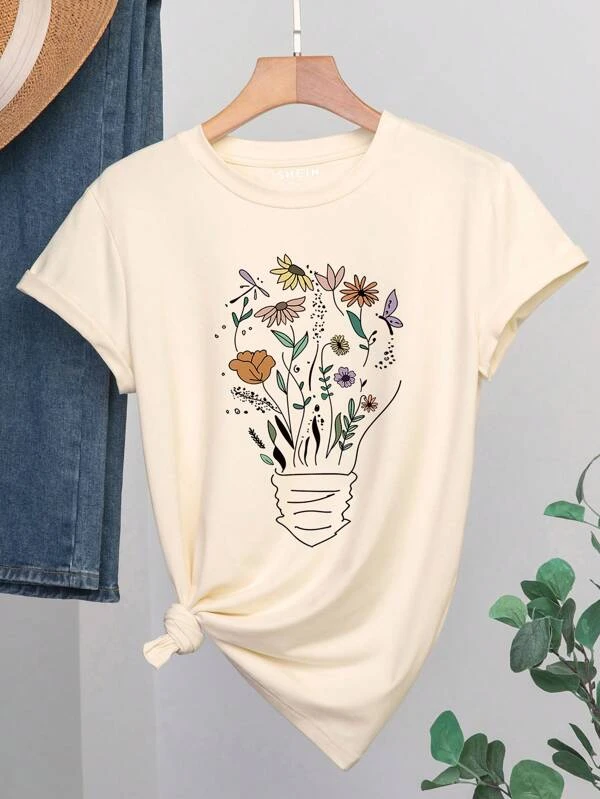 SHEIN Unity Maglietta con stampa floreale
