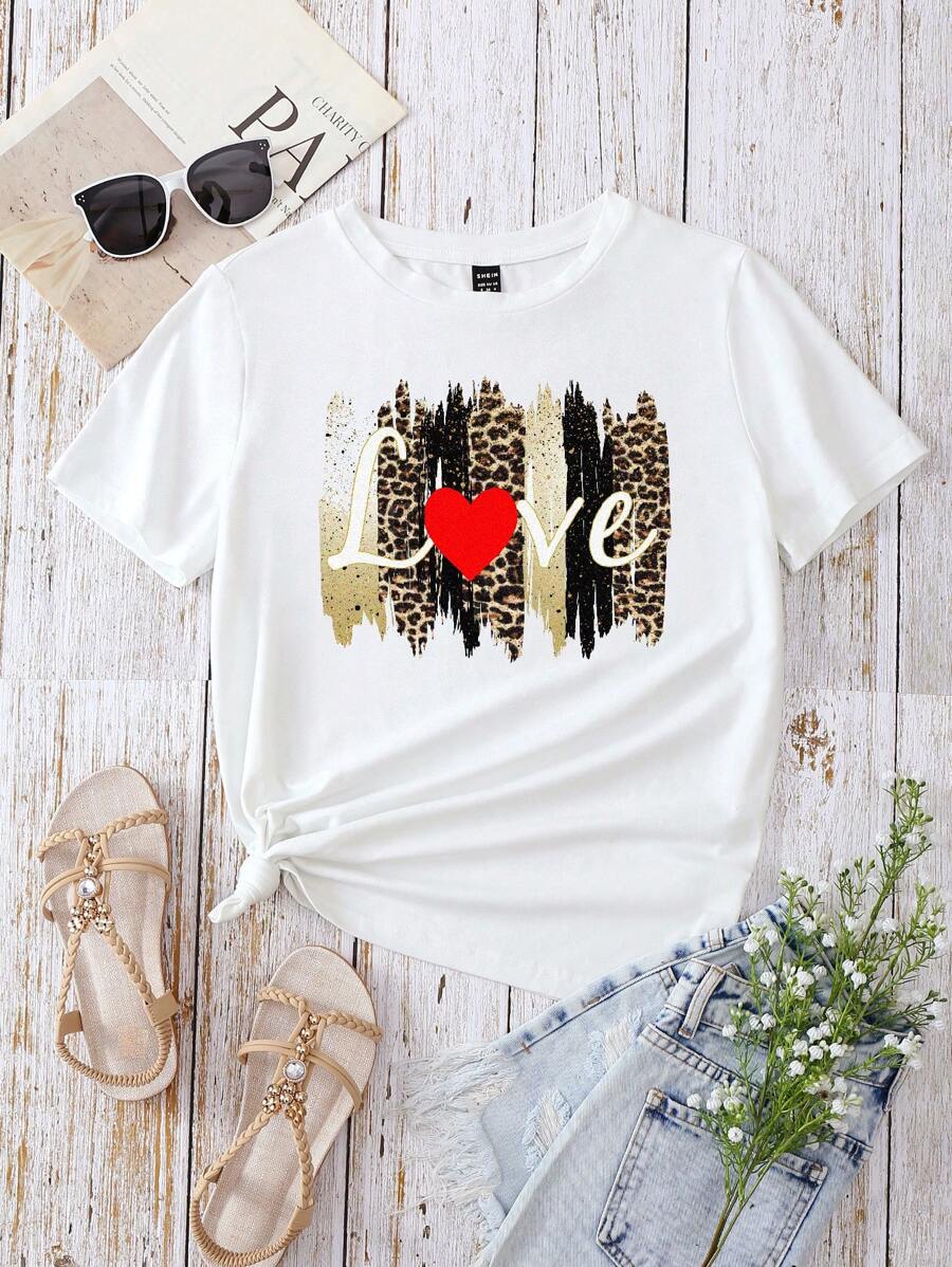 EMERY ROSE Maglietta con grafica lettera e cuore