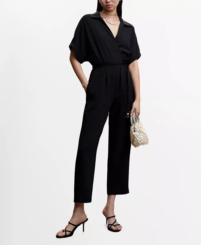MANGO Women's Lace Shirt Jumpsuit