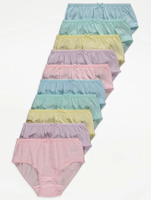 Pastel Bow Detail Briefs 10 Pack  