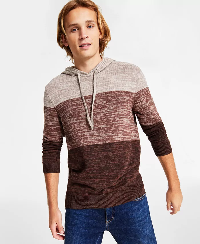 SUN + STONE Men's Colorblocked Hooded Sweater, Created for Macy's