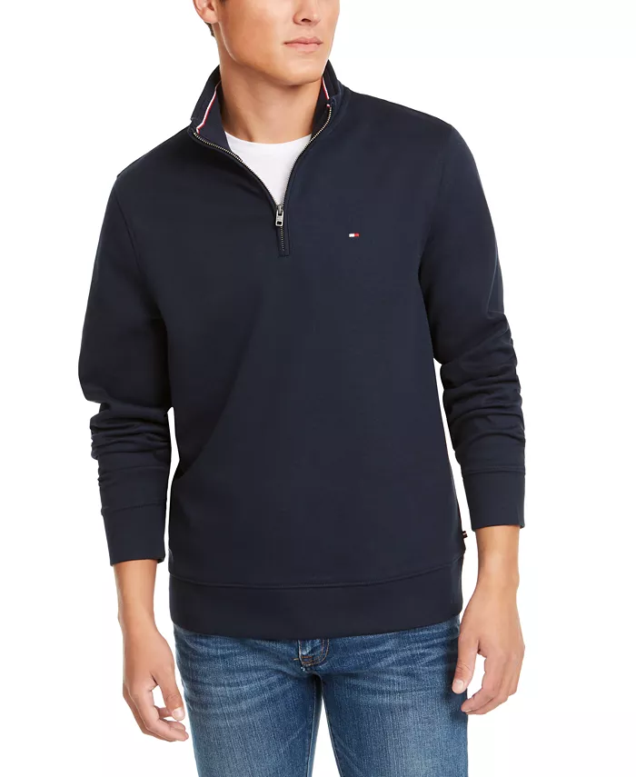 TOMMY HILFIGER Men's Big & Tall Bill French Rib Quarter-Zip Pullover