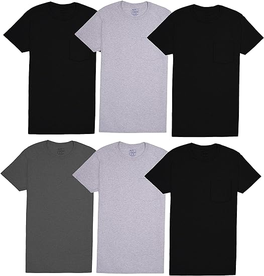 Fruit of the Loom Men's Eversoft Cotton Short Sleeve Pocket T-Shirts, Breathable & Tag Free