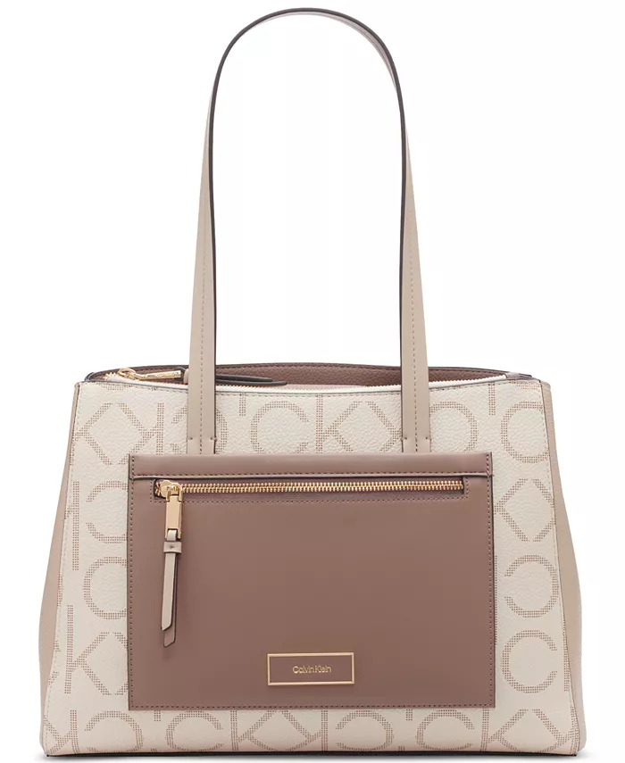 CALVIN KLEIN Hadley Signature Colorblocked Triple Compartment Tote