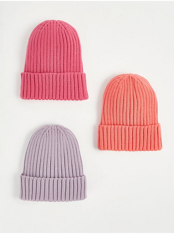 Bright Knitted Beanie Hats 3 Pack