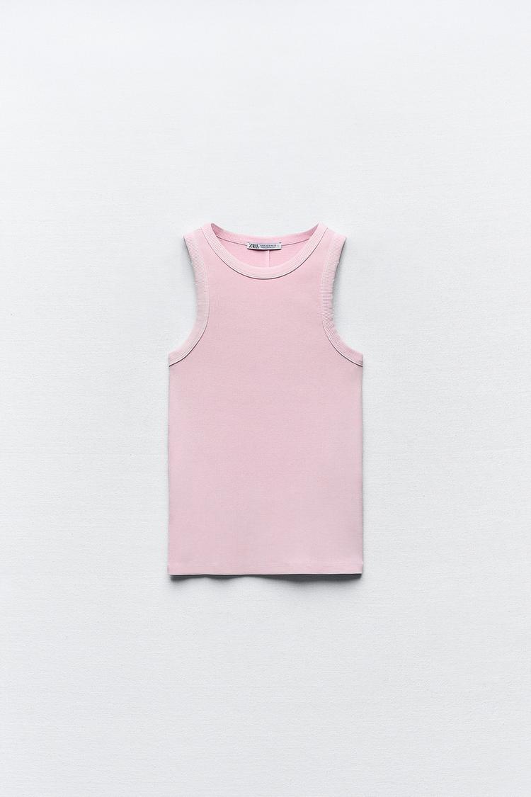 FADED-EFFECT RIB T-SHIRT