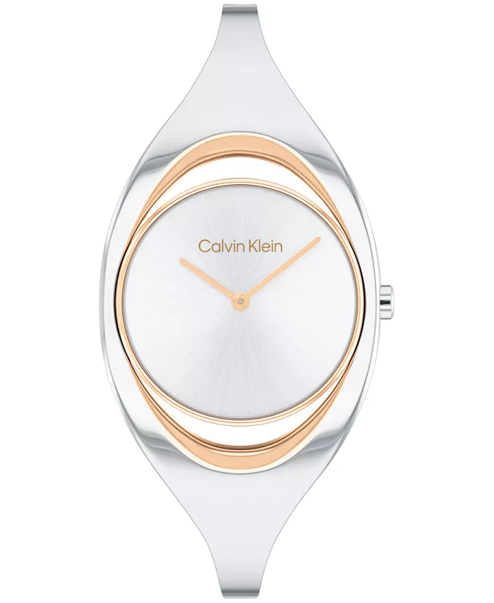 CALVIN KLEIN Women's Two Hand Two-Tone Stainless Steel Bangle Bracelet Watch 30mm