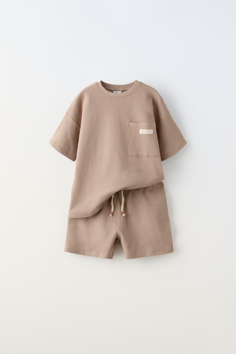 6-14 YEARS/ PLAIN WAFFLE-TEXTURE CO-ORD