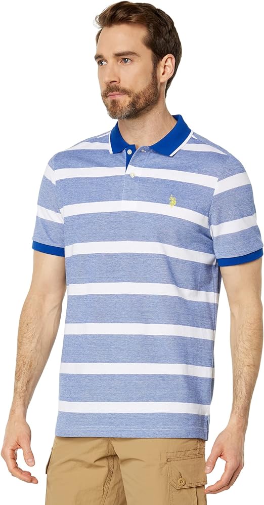 U.S. Polo Assn. Short Sleeve Yarn-Dye Birdseye Stripe Pique Polo