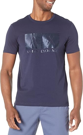 A｜X ARMANI EXCHANGE Men's Silk Screen Box Logo T-Shirt