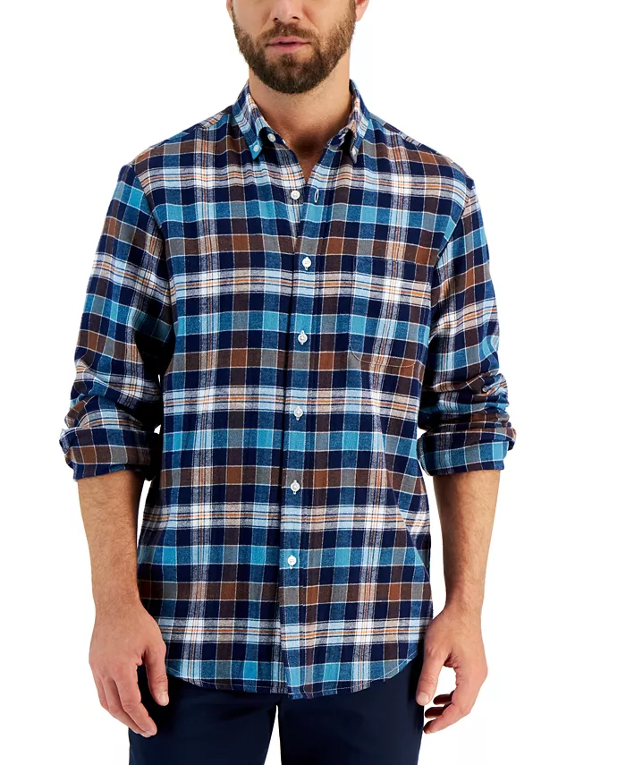 CLUB ROOM Men's Regular-Fit Plaid Flannel Shirt, Created for Macy's