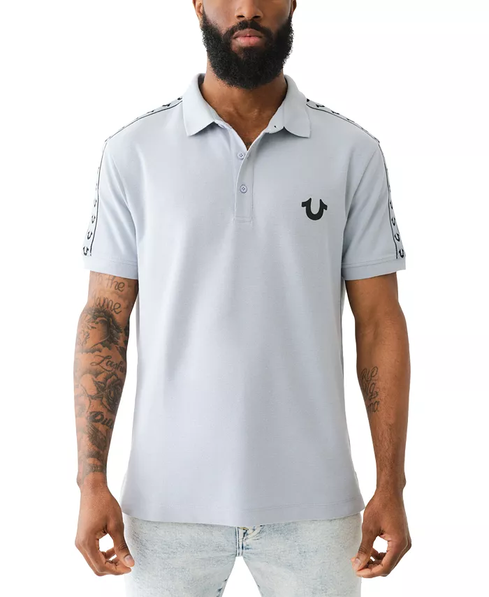 True Religion Men's Damask Short Sleeve Polo Shirt