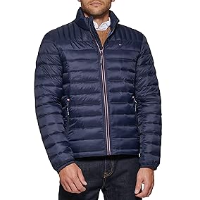 Tommy Hilfiger Mens Embroidered Logo Puffer Jacket