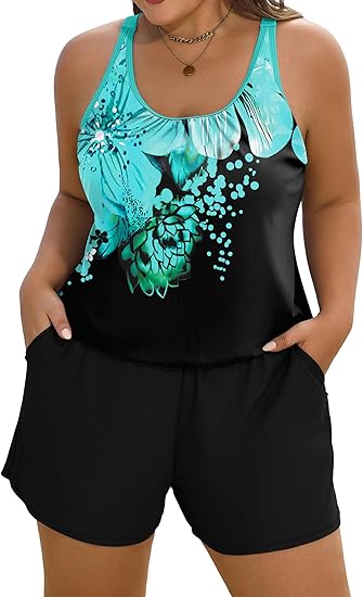 Arolina Women's Plus Size Swim Romper One Piece Swimsuits Modest Bathing Suit with Pockets (S-24W