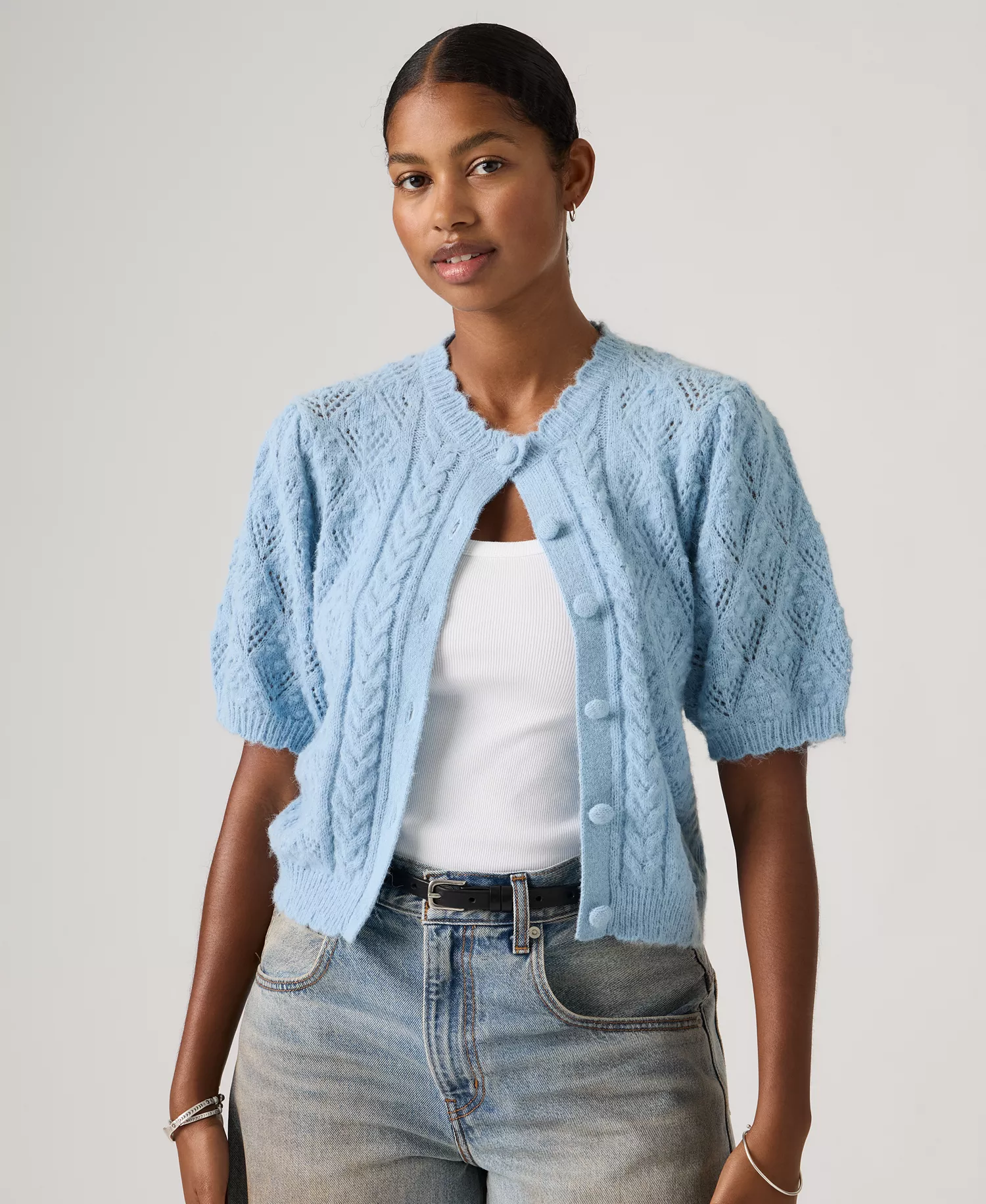Levi's Premium Women's Pauline Pointelle Short-Sleeve Cardigan