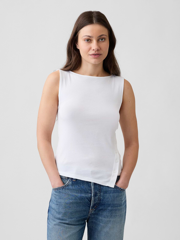 Asymmetrical Button-Side Top