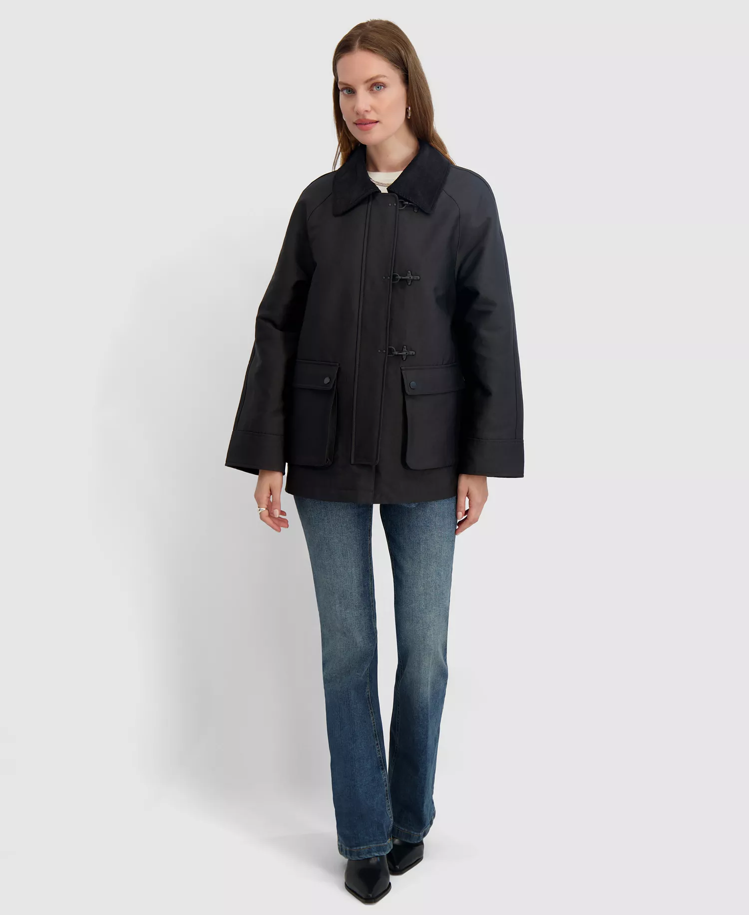 Tahari Women's Collared Canvas Barn Jacket