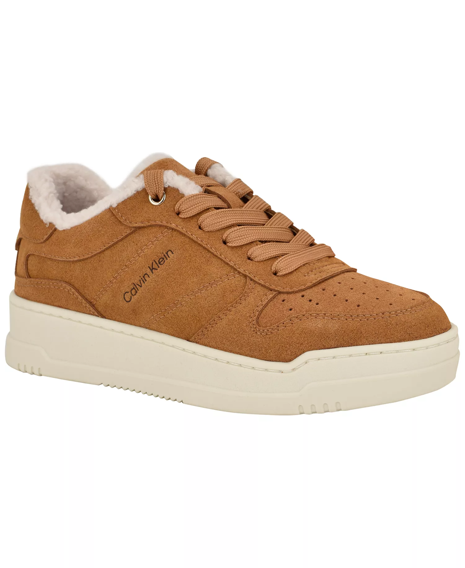Calvin Klein Women's Pozay Cozy Suede Lace-Up Sneakers